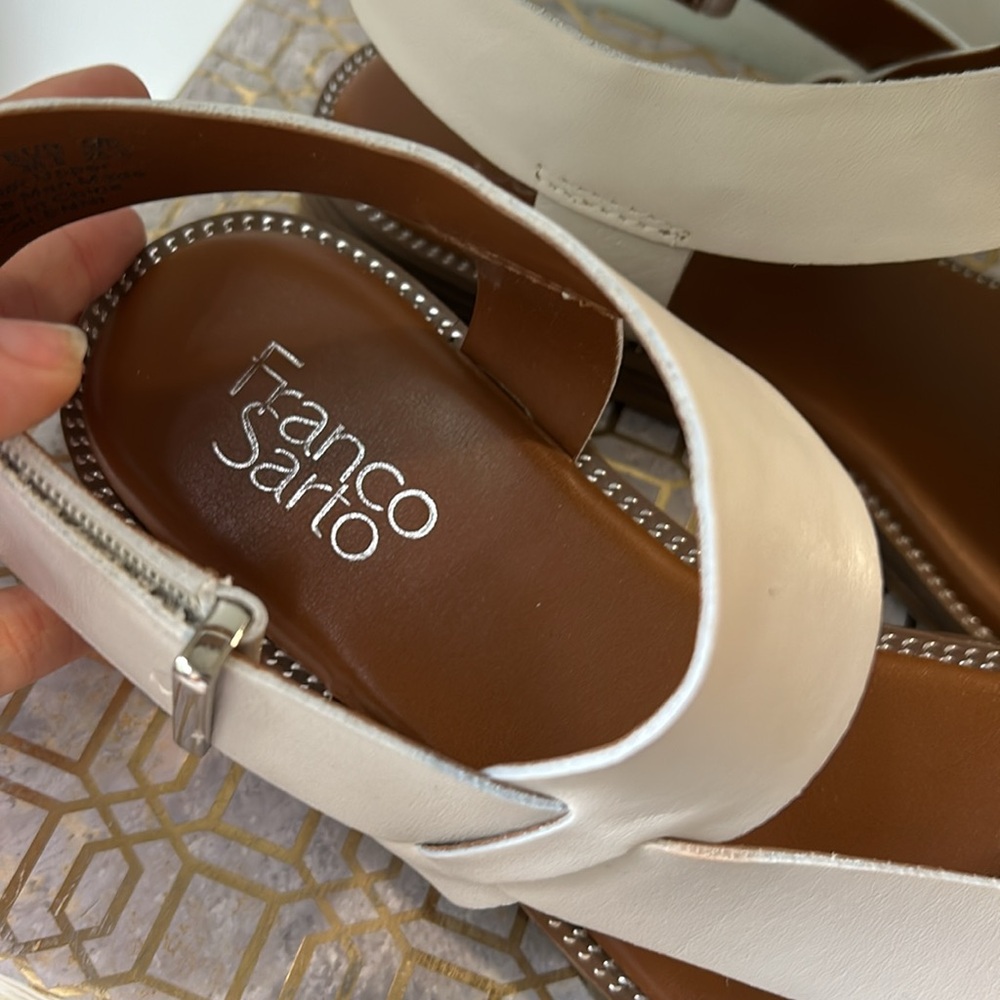 Franco Sarto Glenni Leather Adjustable Strap Slingback Flat Sandals Women sz 8.5 - Picture 4 of 7